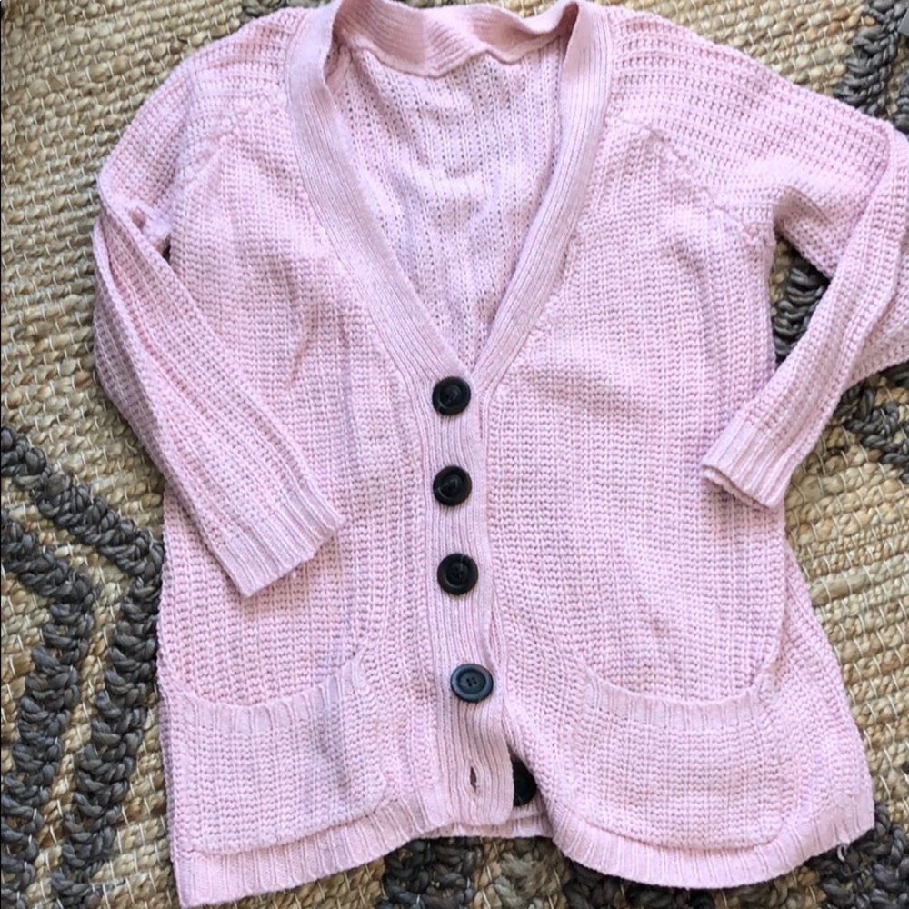 Pink Knit Oversized Cardigan